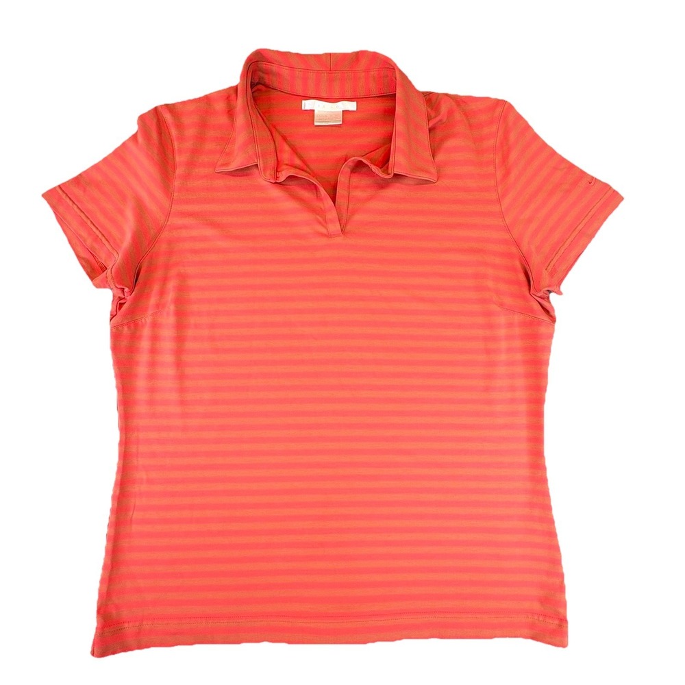 NIKE Golf Dri-Fit Shirt Red With Orange Stripes Sz 16-18 XL Youth